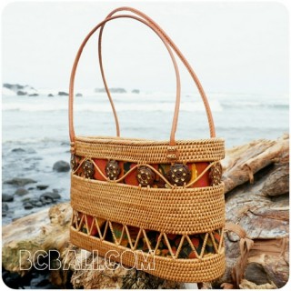 ethnic home made shopping handbags straw ata rattan bali